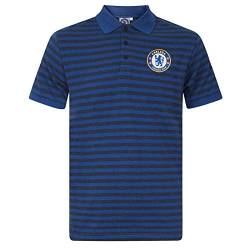 Chelsea FC - Herren Polo-Shirt mit Streifen - Offizielles Merchandise - Geschenk für Fußballfans - Blau meliert - L von Chelsea