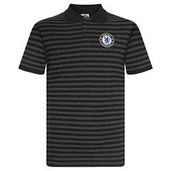 Chelsea FC - Herren Polo-Shirt mit Streifen - Offizielles Merchandise - Schwarz/Grau - XL von Chelsea