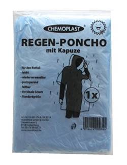 Regenponcho mit Kaputze Regen Poncho blau (9487) von Chemoplast