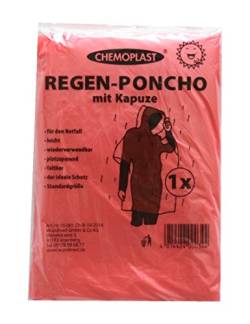 Regenponcho mit Kaputze Regen Poncho rot (9488) von Chemoplast