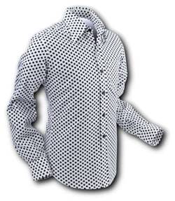 Chenaski 70er Jahre Hemd Polka-Dots White-Black, Retro, 70er Size L von Chenaski