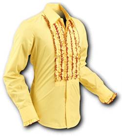 Chenaski 70er Jahre Rüschenhemd Yellow, Retro, 70er Size S von Chenaski
