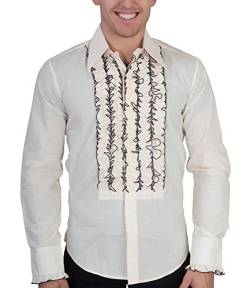 Chenaski Cremefarbenes Rüschenhemd 70ger Look XL von Chenaski
