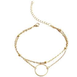 Chengxun Edelstahl-Armband mit Doppelkette Kreisring 18 Karat vergoldet Armband für Damen von Chengxun