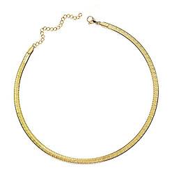 Chengxun Edelstahl Schlangenkette Vergoldete Halskette für Frauen Einfache Flache Schlüsselbeinkette Halskette (41cm-Gold), Vergoldet von Chengxun