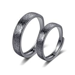 Chengxun Paar-Ring, gebürstet, mattiert, einfach, schwarz, für Herren und Damen, verstellbare Größe, Messing von Chengxun