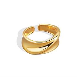 Chengxun Übertriebene breite Gesichtsfaltringe Einfache glänzende Öffnung Verstellbarer Ring Gold für Frauen von Chengxun
