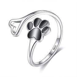 Ring aus 925er-Sterlingsilber, niedlicher Hundepfoten-Druck, offen, verstellbare Größe, Ring für Frauen, Schmuck von Chengxun