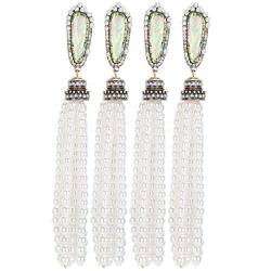 2 Paar Perlen-Quasten-Ohrringe, Strass-Ohrringe, baumelnde lange Fransen-Kristalle, baumelnde Tropfen-Ohrringe für Frauen und Mädchen, niedliches, modisches Vintage-Metall von ChengyuWei