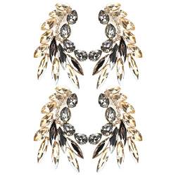 2 Paar mehrschichtige Diamant-Blatt-Kristall-Ohrringe, Vintage-Strass-Statement-Ohrringe, vielseitige Blumen-Ohrringe, Retro-Kristall-Tropfen-Ohrhänger (Farbe gemischt) von ChengyuWei