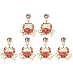 3 Paar Krabben-Ohrringe, bezaubernde Tier-Ohrringe, Diamant-Ohrhänger mit kleinen Krabben, lustige Ohrringe im Bohemian-Stil, Modetrend-Schmuck für Frauen und Mädchen von ChengyuWei