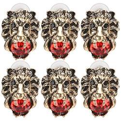 3 Paar Löwenkopf-Ohrstecker, Retro-Legierung, Löwen-Diamantohrringe mit übertriebenen Ohrringen, modischer Ohrdekorationsschmuck, Gothic-Schmuck für Mädchen (Red) von ChengyuWei