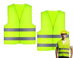 Chenivesss 2 Stück Warnwesten Auto, Warnweste, High Visibility Vest, Pannenweste, Warnwesten, Grün Sicherheitsweste, Reflektorweste, für Nacht, Bauarbeiter, Autofahrer von Chenivesss