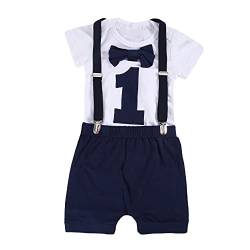 Chennie Baby Jungen 1. Geburtstag Outfits Fliege Strampelanzug Strumpfhose Gentleman Kleidung Set für Fotofotografie (Navy blau-a, 9-12 Monate, 9_months) von Chennie