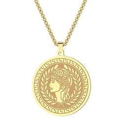 Chereda Edelstahl-Halskette mit Anhänger Athena, die Göttin der Weisheit, Mythologie, griechischer Schmuck, Hochzeitsgeschenk, Edelstahl, von Chereda
