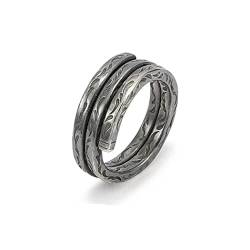 Chereda Vintage Style 925 Silber Tang Gras Muster Ring Handgefertigter Mode Doppelschicht Herrenring Für Männer Jungen Geburtstagsgeschenk von Chereda