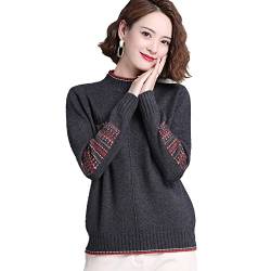 CHERISH Damen Pullover Strickpullover Langarm Winter Sweatshirt Baumwolle Casual Lose Rundhals Sweater, grau, One size von Cherish