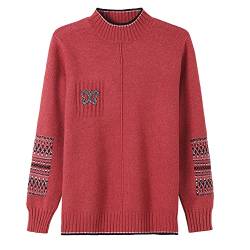 CHERISH Damen Pullover Strickpullover Langarm Winter Sweatshirt Baumwolle Casual Lose Rundhals Sweater, rot, One size von Cherish