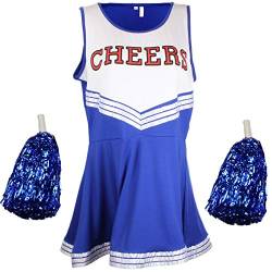 Cheerleader-Kostüm, Kostüm aus „High School Musical“ mit Pompoms, in 6 Farben und 5 Größen von Cherry-on-Top