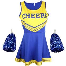 Cheerleader-Kostüm, Kostüm aus „High School Musical“ mit Pompoms, in 6 Farben und 5 Größen von Cherry-on-Top