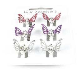 Mini Haarklammern, Mini-Klammern, große Auswahl, Silber, Lila und Rosa, glitzernder Schmetterling von Cherry-on-Top