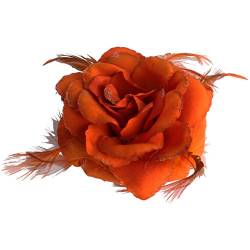 Orange Rose Haarspange Große Rose Fascinator Blume Haarspange Orange Haarschmuck Clips Elastische Hochzeit Haar Blume, 1pc von Cherry-on-Top
