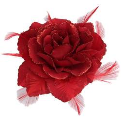 Rote Rose Haarspange Große Rose Fascinator Blume Haarspange Rote Haarschmuck Clips Elastische Hochzeit Haar Blume, 1pc von Cherry-on-Top