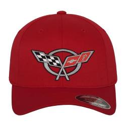 Chevrolet Offizielles Lizenzprodukt Corvette C5 Flags Flexfit Baseball Cap (Rot), Large/X-Large von Chevrolet