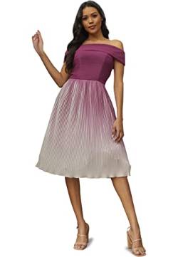 Chi Chi London Damen Bardot – Ombre – Plissiertes Midikleid in Berry Kleid, Beere, 34 von Chi Chi London