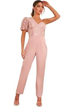 Chi Chi London Damen Bestickter Puffärmeln, One Shoulder in Blush Overall, 40 von Chi Chi London