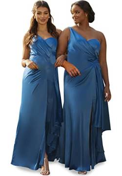 Chi Chi London Damen Maxikleid in Übergröße, One Shoulder aus Satin in Blaugrün Kleid, 48 Plus von Chi Chi London