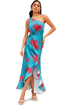 Chi Chi London Damen One Shoulder Floral Printed Midi Dress in Teal Kleid, 14 von Chi Chi London