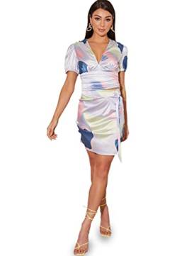 Chi Chi London Damen Wrap Abstract Printed Mini Skirt in Multi Baby Rock, Multi, von Chi Chi London