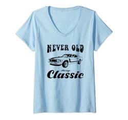 Damen Männer Grafik Humor Neuheit Vintage Classic Car Vatertag T-Shirt mit V-Ausschnitt von ChicLine