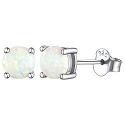 ChicSilver 5mm Runde Opal Ohrring für Damen Mädchen Trendiger Opal Ohrstecker für Verlorbung Weihnachten Muttertag von ChicSilver
