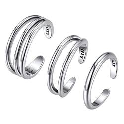 ChicSilver 925 Damen Silber Zehenring 3 Linie Fußring Paar Minimalistischer Zehenring mit Geschenkebox für Paar Pärchen von ChicSilver