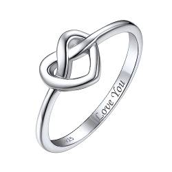 ChicSilver 925 Personalisierter Knoten Ring mit Herz für Frauen, Silber Vorsteckring Ewigkeitsring, Damen Verlorbungsring Eheringe für Freudin Ehefrau von ChicSilver