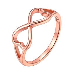 ChicSilver 925 Rosegold Herz Vorsteckerring Infinity Unendlichkeit Fingerring Promise Ehering in Ringgröße 49 Trauring Verlorbungsring Hochzeitsring für Freundin Ehefrau Tochter von ChicSilver