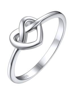 ChicSilver 925 Silber Knoten Ring mit Herz für Frauen, 1.9mm Vorsteckring Ewigkeitsring, Damen Verlorbungsring Eheringe für Freudin Ehefrau von ChicSilver