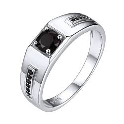 ChicSilver 925 Silber Ring in Ringgröße 52 Damen Herren Siegelring Bandring mit schwarz Zirkonia Paar Ehering Verlorbungsring Hochzeitsring von ChicSilver