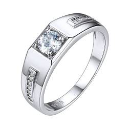 ChicSilver 925 Silber Siegelring mit runden Zirkonia Damen Herren Ring in Größe 62 Paar Ehering Verlorbungsring Hochzeitsring von ChicSilver