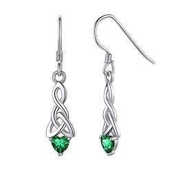 ChicSilver 925 Silber Tropfen Keltischer Knot Ohrring May simuliert smaragd königliche grüne steine ohrstecker winzige birthstone ohrringe für mädchen von ChicSilver