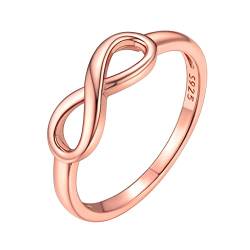 ChicSilver 925 Sterling Rosegold Vorsteckerring Infinity Unendlichkeit Fingerring Promise Ehering in Ringgröße 49 Trauring Verlorbungsring Hochzeitsring für Freundin Ehefrau Tochter von ChicSilver