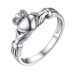 ChicSilver Damen Mädchen Herz Claddagh Ring Silber romantischer Liebesring in Ringgröße 18.2 Promise Ehering Verlorbungsring für Valentinstag Weihnachten von ChicSilver