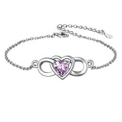 ChicSilver Damen Mädchen Infinity Herz Armkette, 925 Figarokette Armband mit Alexandrit Geburtsstein, Boho Armschmuck mit Geburtsstein für Geburtstag Muttertag Valentinstag von ChicSilver