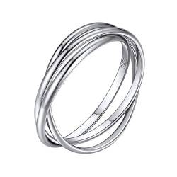 ChicSilver Damen Silber Dreierring erring hochglanzpoliert Ehering Verlorbungsring Partnerring Freundschaftsring mit Geschenkebox für Hochzeit Verlorbung Party von ChicSilver