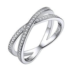ChicSilver Damen Silberring X Form Ring mit Zirkonia Promise Ehering in Ringgröße 59 Trauring Verlorbungsring Hochzeitsring Freundschaftsring für Mädchen Frauen von ChicSilver