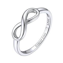 ChicSilver Personalisierter Damenring Infinity Unendlichkeit Fingerring in Ringgröße 54 Promise Ehering Verlorbungsring Freundschaftsring Hochzeitsring für Paar Pärchen von ChicSilver