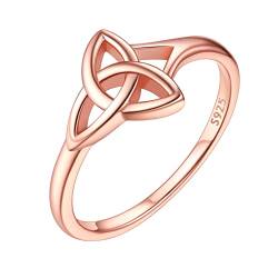 ChicSilver Rosegold Damenring Irischer Keltischer Knot Fingerring in Ringgröße 17.35 Promise Ehering Verlorbungsring Freundschaftsring Hochzeitsring für Paar Pärchen von ChicSilver