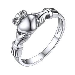 ChicSilver Silber Claddagh Ring für Damen Mädchen romantischer Liebesring Promise Ehering in Größe 18.9 Trauring Verlorbungsring Hochzeitsring Freundschaftsring für Mädchen Frauen von ChicSilver